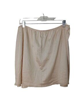 Cabernet Vintage Beige Half Slip 3X Nylon Lingerie Lace Hem Elastic Waist #D-46